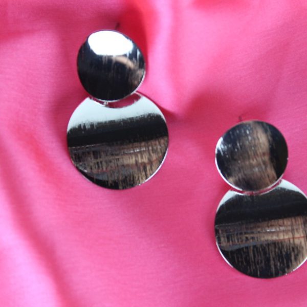 Round Silver Layered Earring