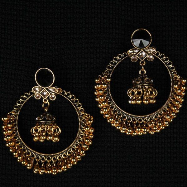 Golden Oxidized Chandbali Earring