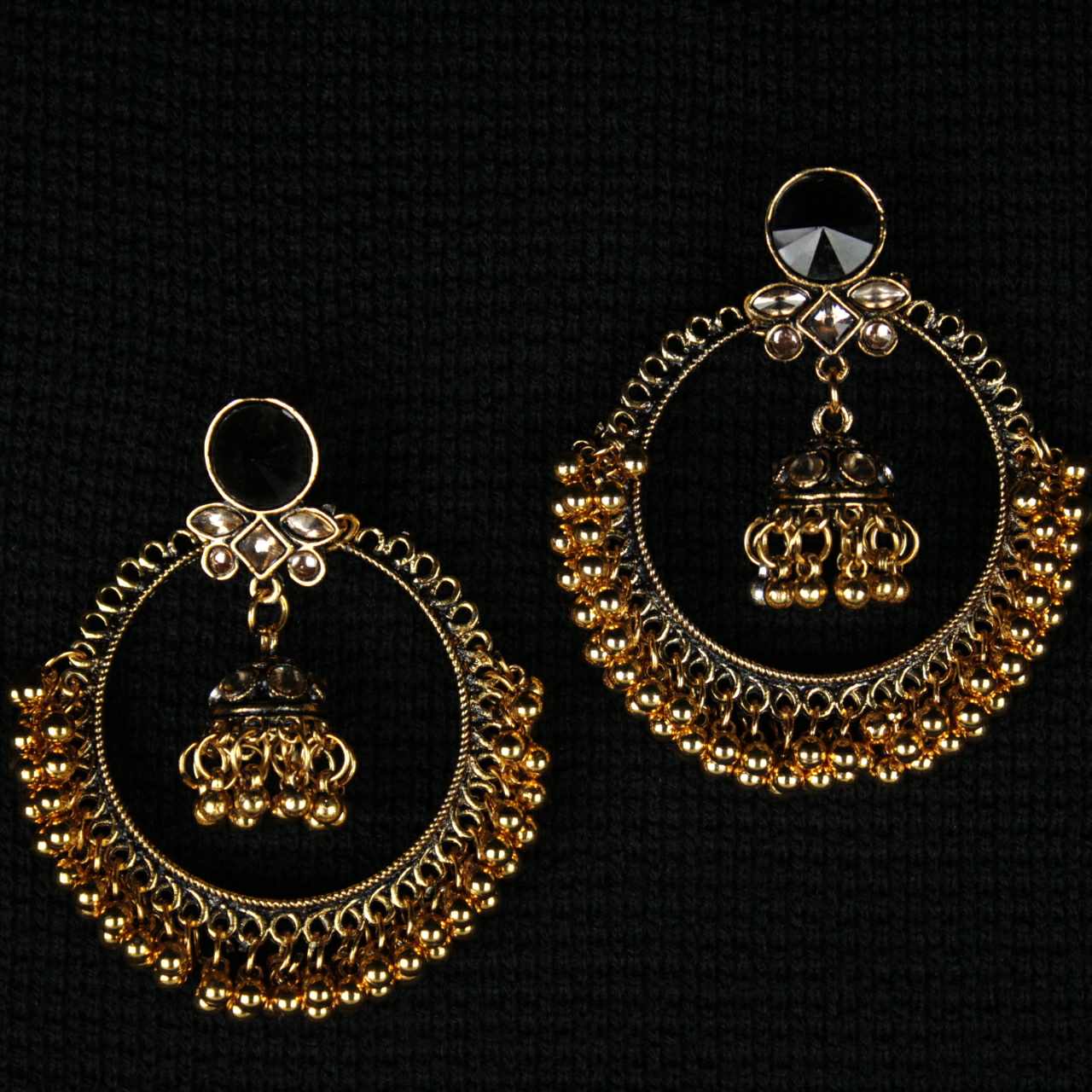 Buy Golden Copper Jhumkas Earrings, Antique Golden Look Oxidized Earrings,handmade  Oxidized Earrings, White Beads Jhumkas Earrings. Online in India - Etsy