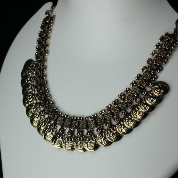 Gypsy Jewellery/ Golden Textured Coin Necklace
