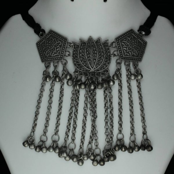 Gypsy Jewellery/ Black Polish Lotus Ghungroo Choker