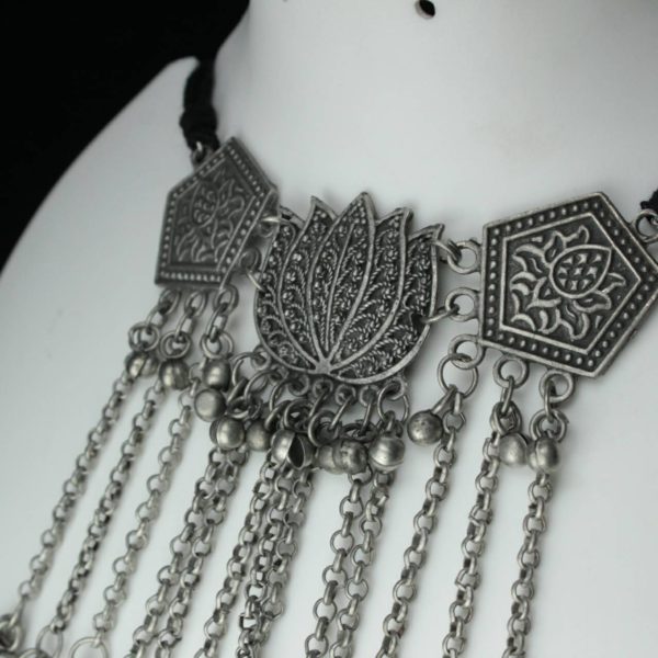 Gypsy Jewellery/ Black Polish Lotus Ghungroo Choker