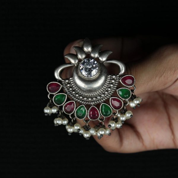 Gypsy Jewellery/ Pink Green Silver Replica Studs
