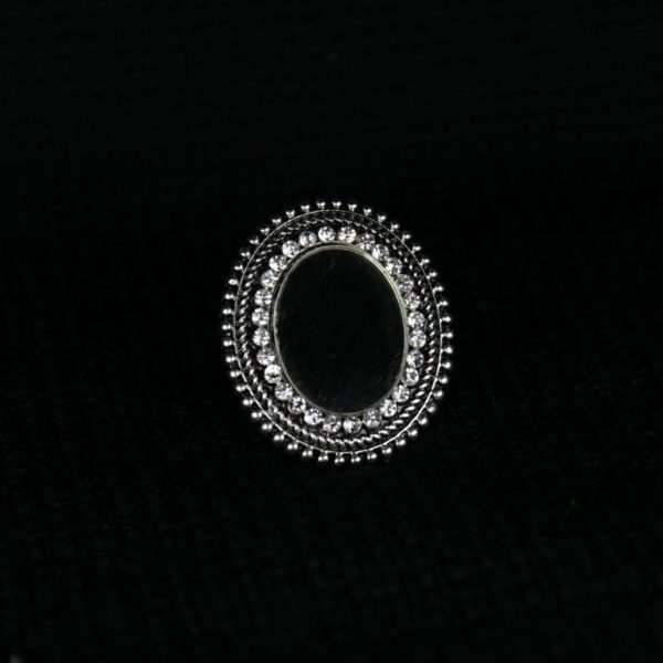 Gypsy Jewellery/ Oxidized Oval Mirror Stone Ring