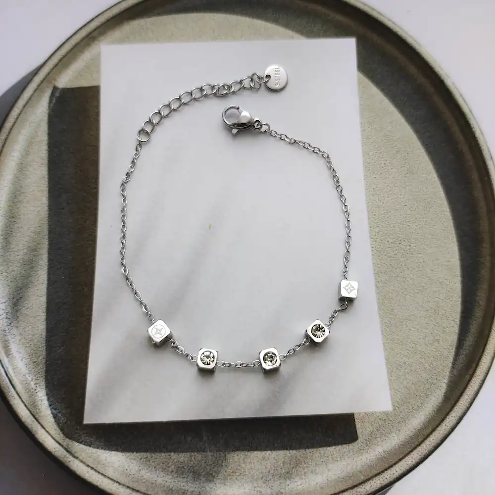 Mini Cubical Tennis Bracelets - Silver