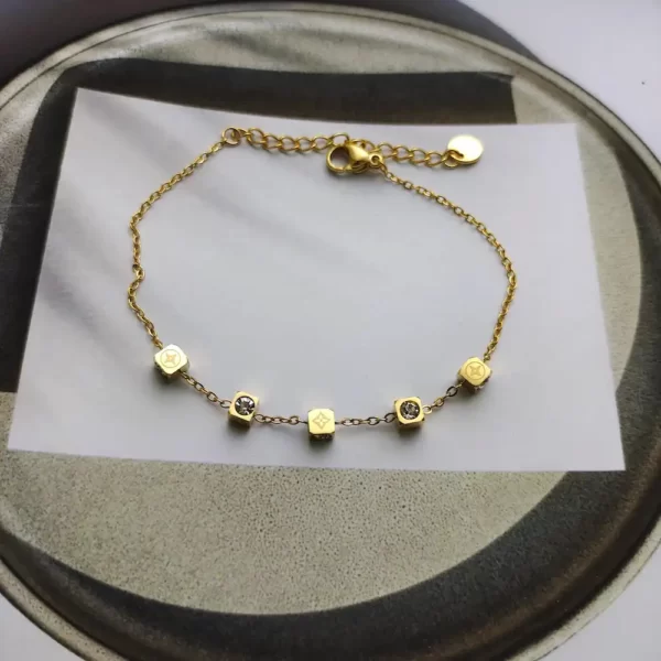 Mini Cubical Tennis Bracelets - Golden
